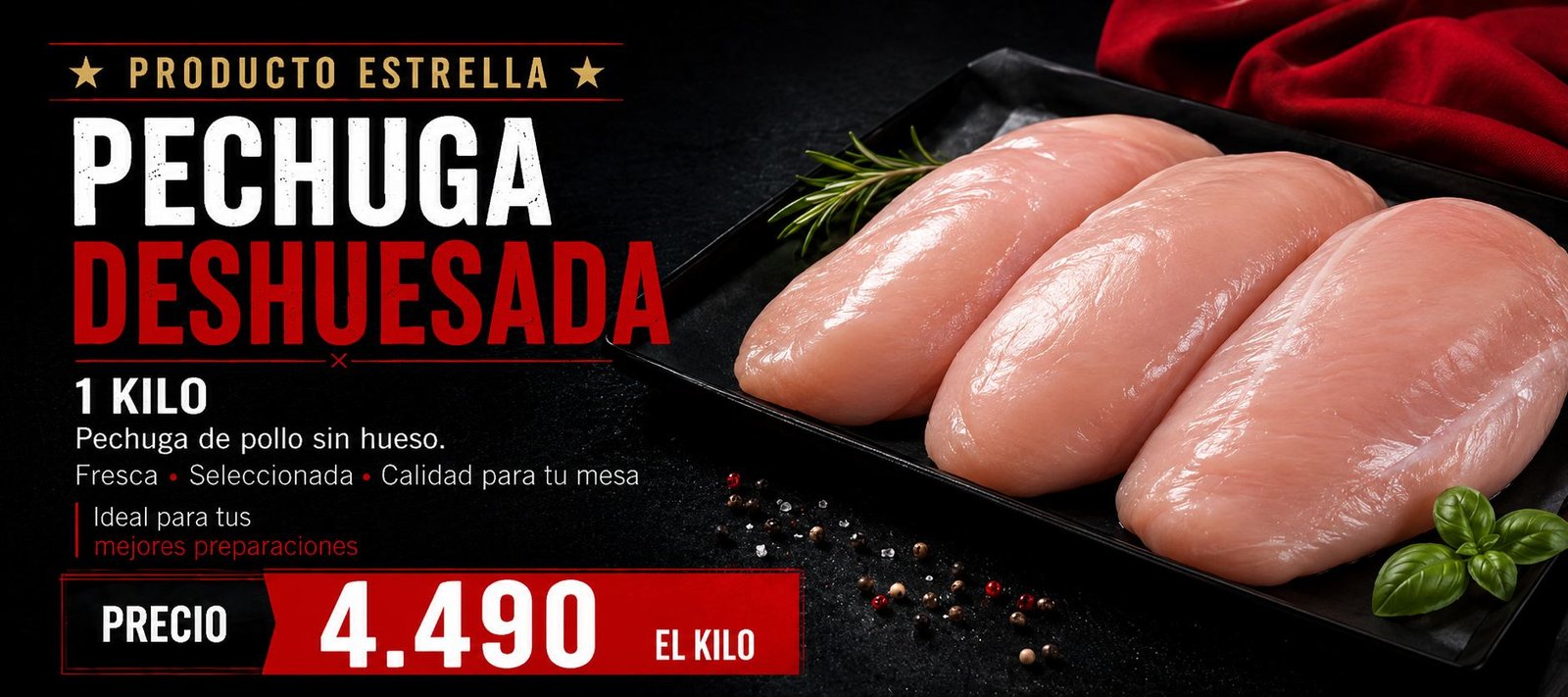 Pechuga Deshuesada — $4.490 el kilo